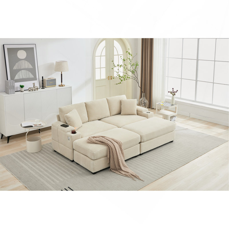 Ensemble de canapé-lit modulaire convertible Combination, Beige
