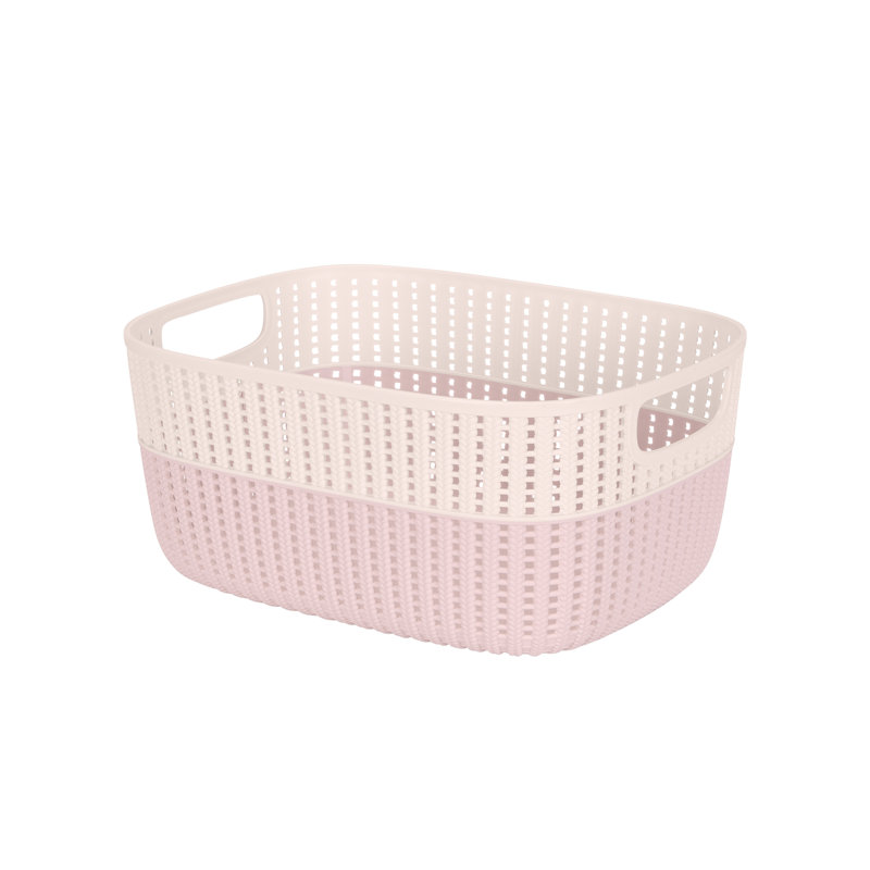  2-tone Decorative Large Storage Basket In Blush