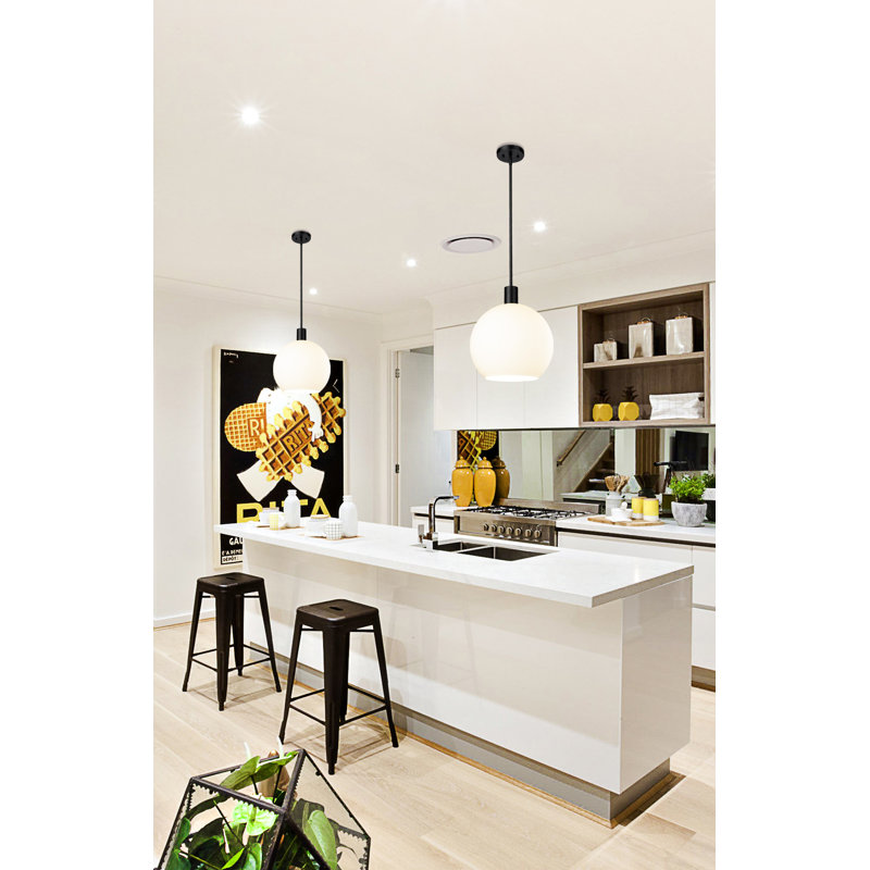 Matte Black Globe Pendant Light with Glass Shade