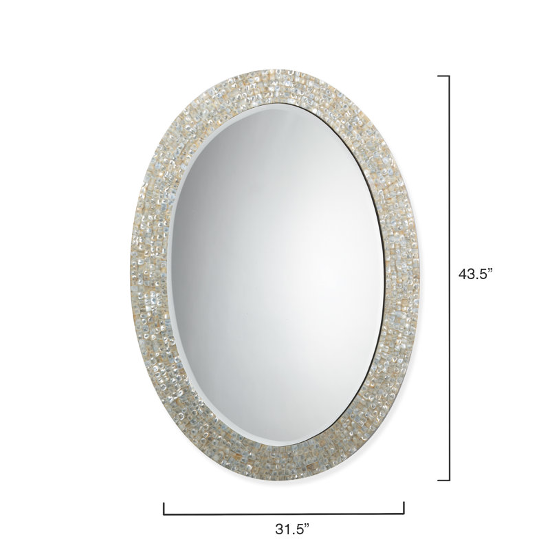 Large Oval Mother of Pearl Beveled Mirror