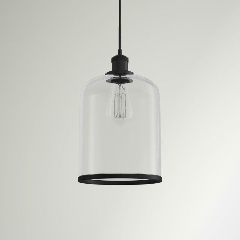 Luminaire suspendu en pot 1 lumière Edremit, Noir, 8"