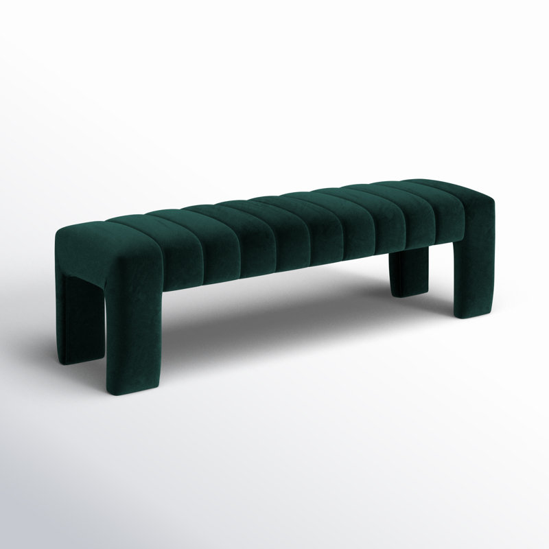 Velvet Upholstered Bench, Green Velvet