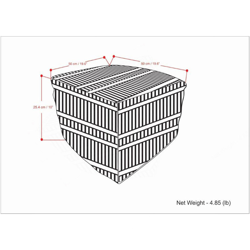 Pouf carré / extérieur tissé carré noir et blanc Safford