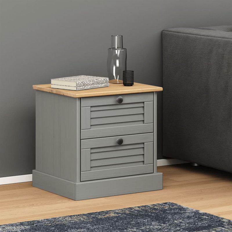 Hull Bedside Cabinet VIGO 42x35x42 cm Solid Wood Pine, Grey