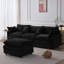 Canapé modulaire de 105 po en tissu de chenille rembourré de 105 po avec canapé à 3 places et repose-pieds noir-131519164
