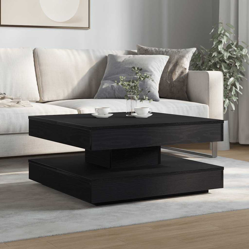 Coffee Table with Storage, 34.5" H x 70" L x 70" W, Black