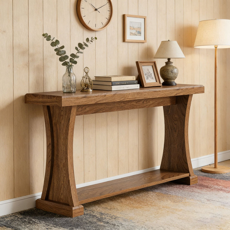 2-Tier Console Table, 63” Narrow Entryway Sofa Table