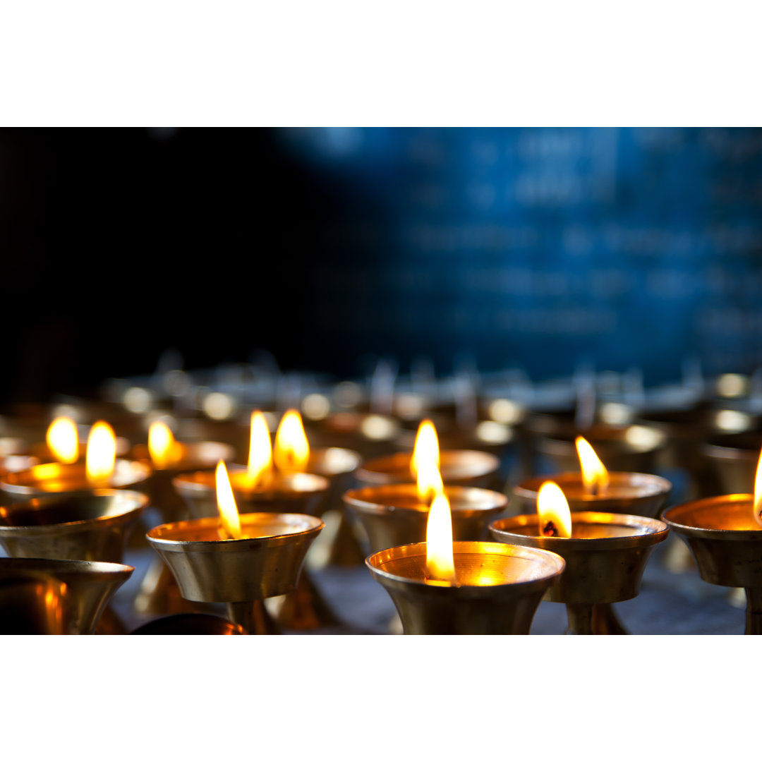 Burning Candles by AlekseySagitov - Wrapped Canvas Print