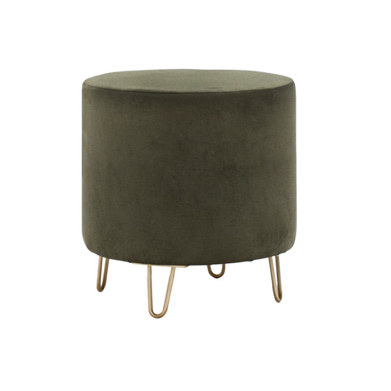 Repose-pieds rond de 15,7 po Pelluri, 100 % polyester vert
