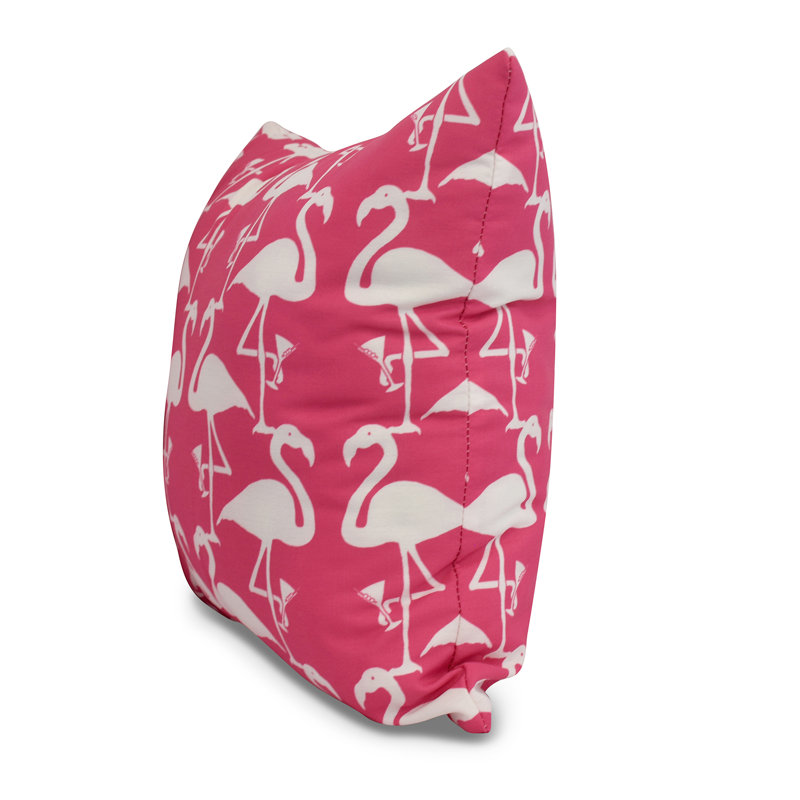 Housse et insert de coussin carré Palm Beach Flamingo, Rose / blanc, 18 po x 18 po