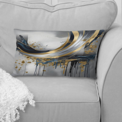 Shapes And Lines Abstract Marble V - Abstract Marble Printed Pillow