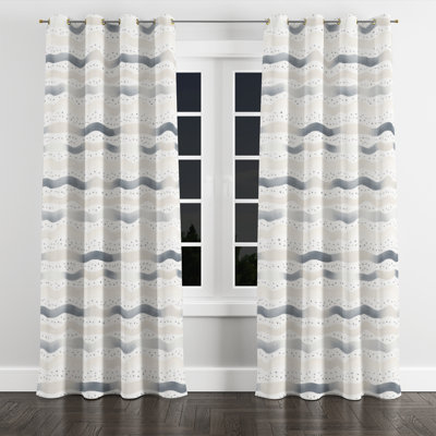 Modern Window curtains - Dots Dotted Wave Coastal Grommet Curtain - 1 Panel