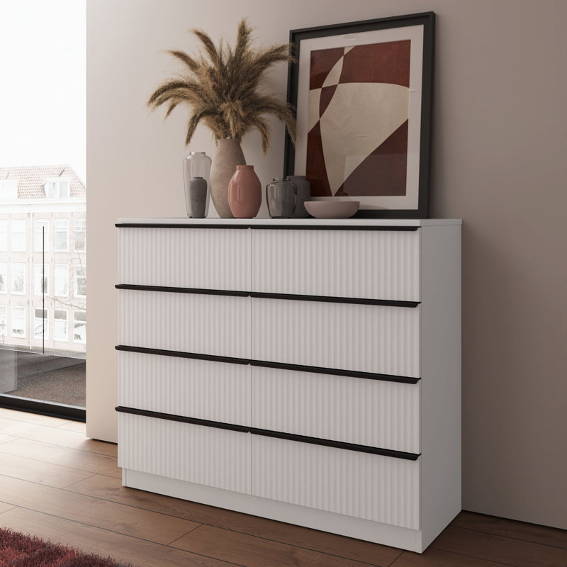 Lania Ripple Ridged 8 Drawer Chest Of Drawers