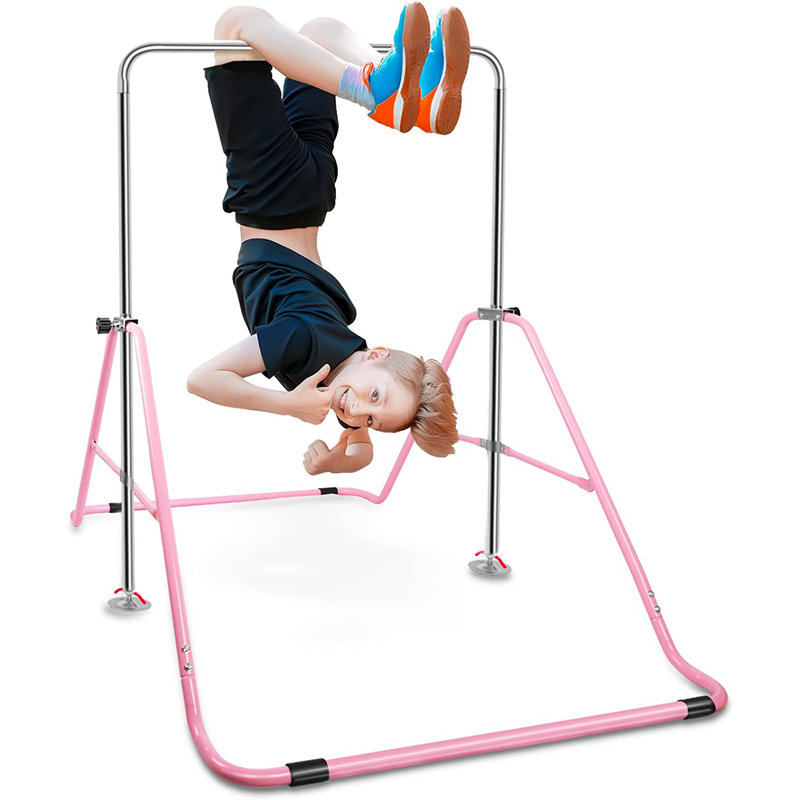 Expandable Gymnastics Bars for Kids, Swing Set for Home Training, Pink