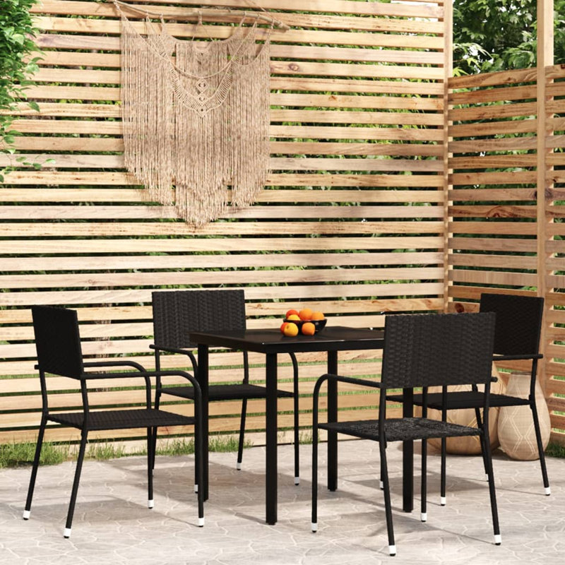 Aaiza 4 - Person Wicker Patio Dining Set with Square Table, Black