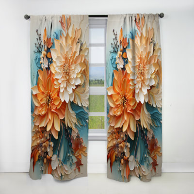 Tourbillon orange sarcelle Botanical Whirlwind I - rideau abstrait occultant Abstract Botanicals - 1 panneau