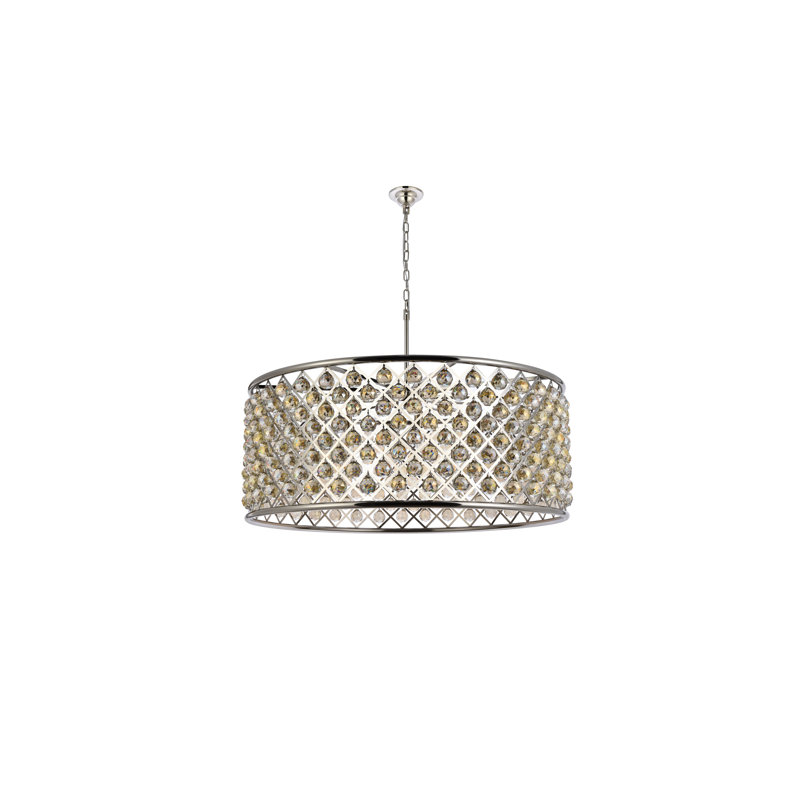 Madison 10 Lumière Tambour Pendentif, Golden Teak, Nickel poli
