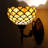Tiffany Wall Sconce Lamp Plug in or Hardwire Wall Light with 8 Inch Brown Fish Scales Stained Glass Lampshade 8X10.5X11 Inch, Base Finished Antique Bronze, 6ft Cord with On/Off Switch