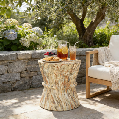 Table d'appoint d'extérieur, table d'appoint en béton brun clair MGO pour patio et salon