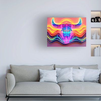 Ray Heere Neon Skull 2 Canvas Art