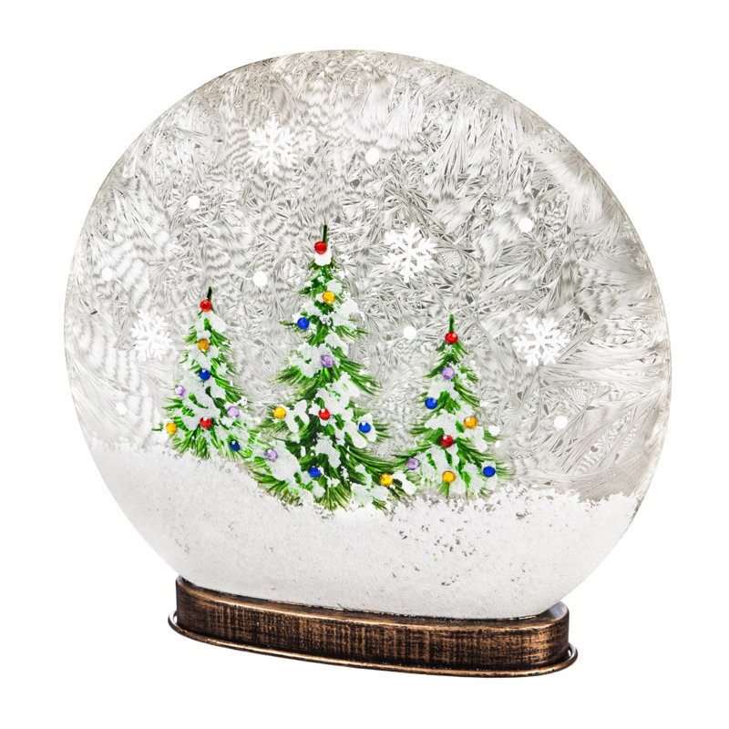 Globe à disque de verre peint à la main de noël avec arbre de noël