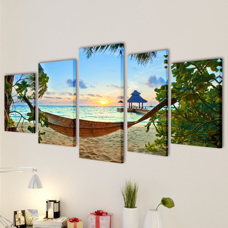 Hammock - 5 Piece No Frame Print on Canvas, 100cm H x 200cm W x 1.8cm D