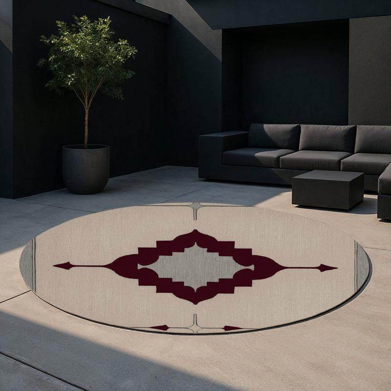 Sculpted Order Indoor And Outdoor Area Rug, Round 5'