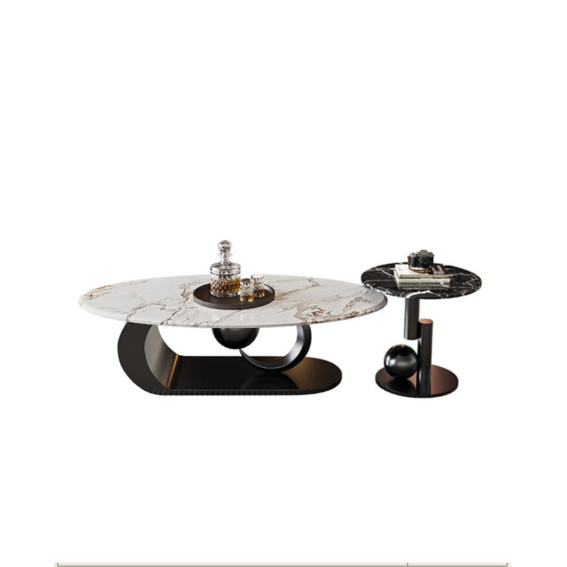 Table basse Tejada 2 Bunching Tables, Blanc / Noir / Brun, H 15,7 po x L 51,2 po x l 27,6 po
