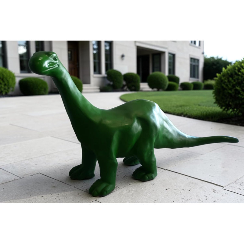 Statue de brontosaure vert géant en dinosaure en aluminium 90 po x 23 po x H 47 po