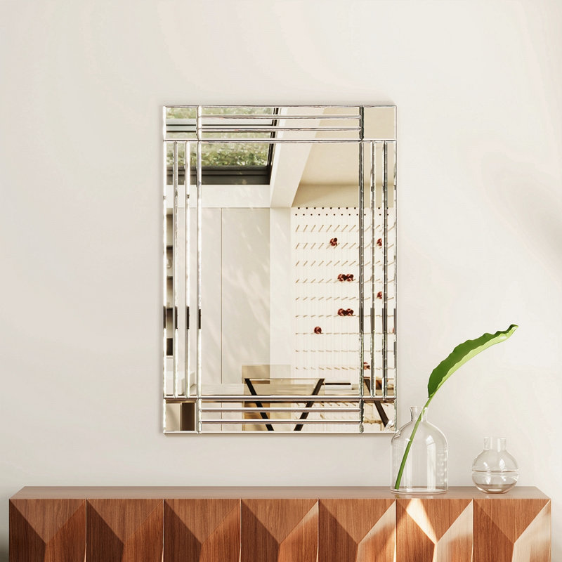 Large Wall-Mounted Silver Decorative Rectangular Wall Mirror For Home, Living Room, Bedroom, Entryway (Clear HD Mirror)