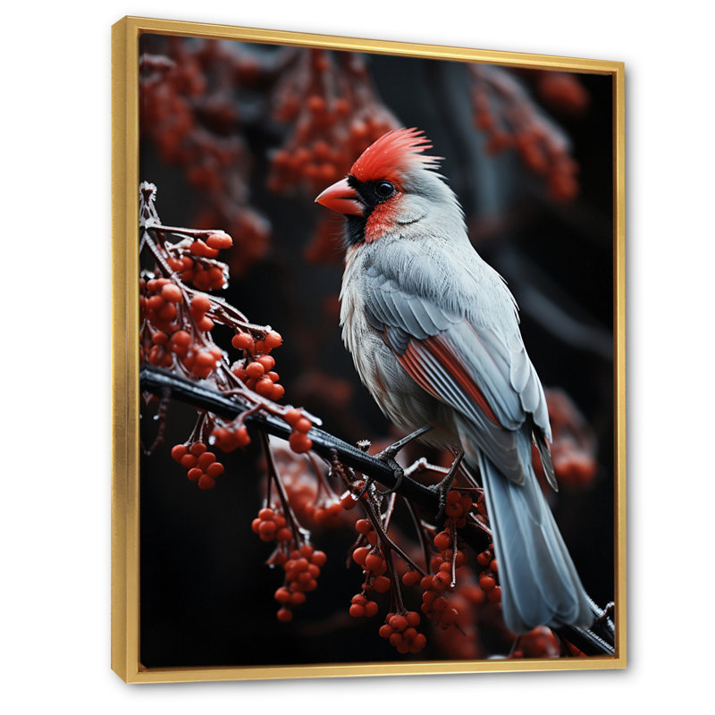 Coral Brid In Winter II, reproduction d'art sur toile, H 44 po x l 34 po x P 1,5 po, Cadre flottant doré