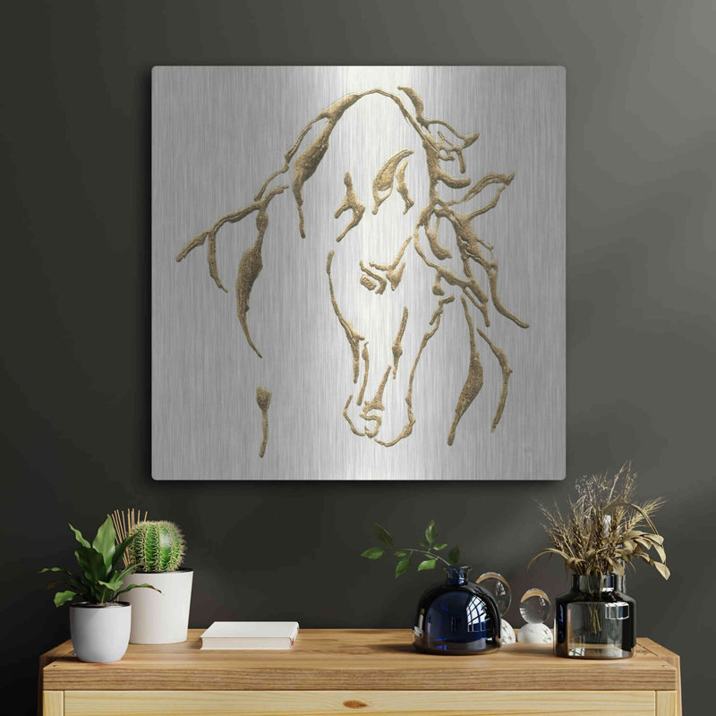  «Gilded Stallion» par Chris Paschke, 12 po x 12 po, H 24 po x l 24 po