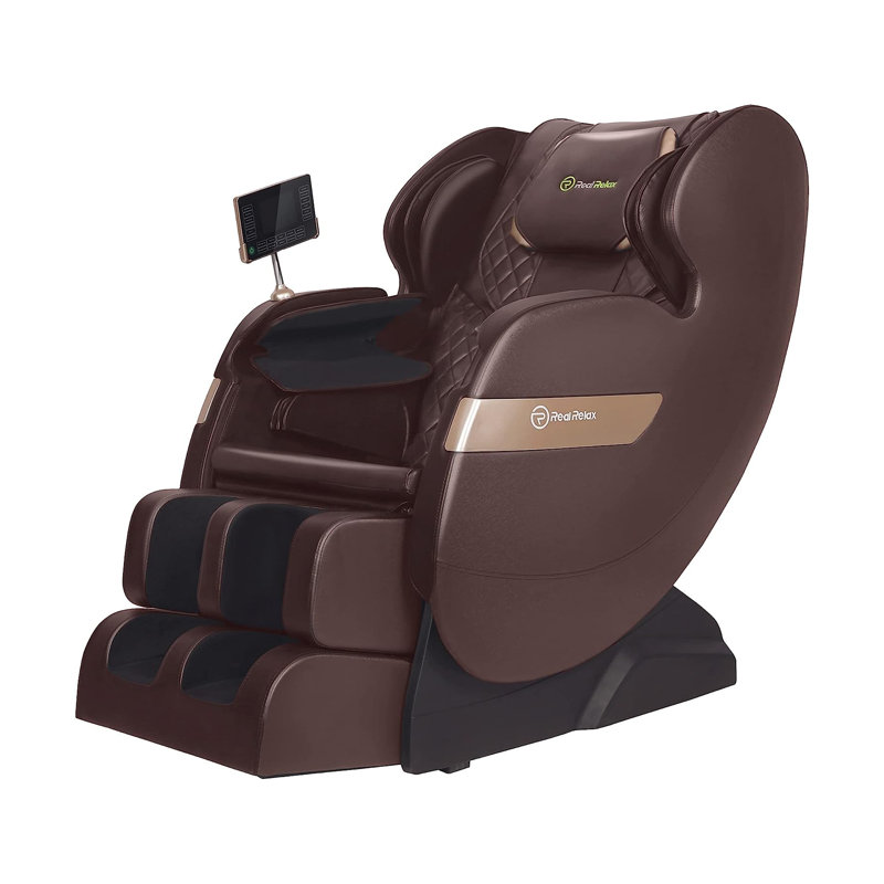 Newest Full Body Zero Gravity Massage Chair with Dual-Core S Track, LCD Remote and APP Control, Brown Faux Leather