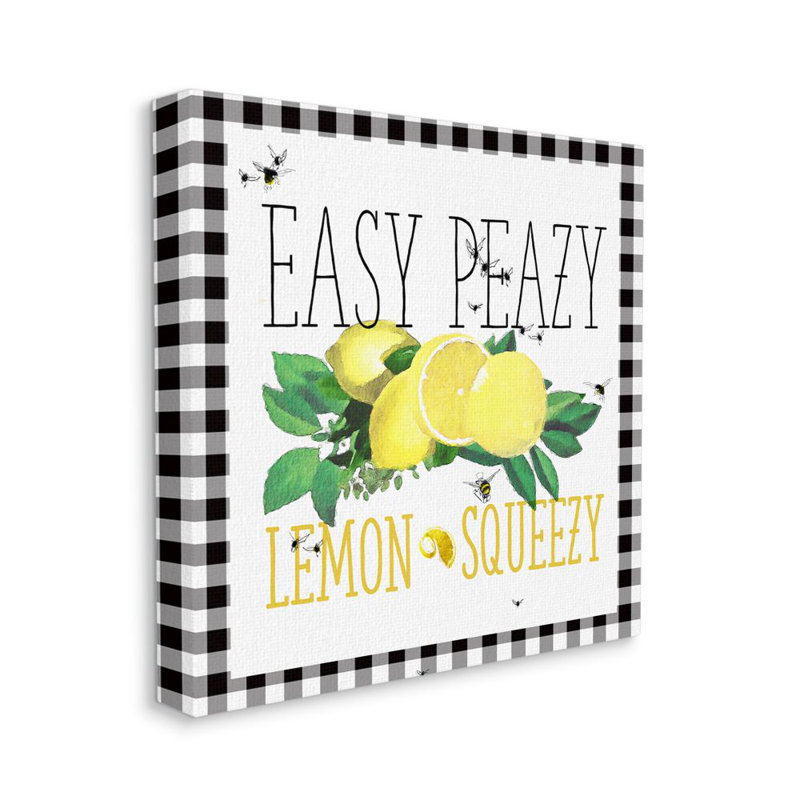 «Easy Peazy Lemon Squeezy Kitchen Humor Plaid Word Design» par the Evening Evening Post - impression d'art graphique