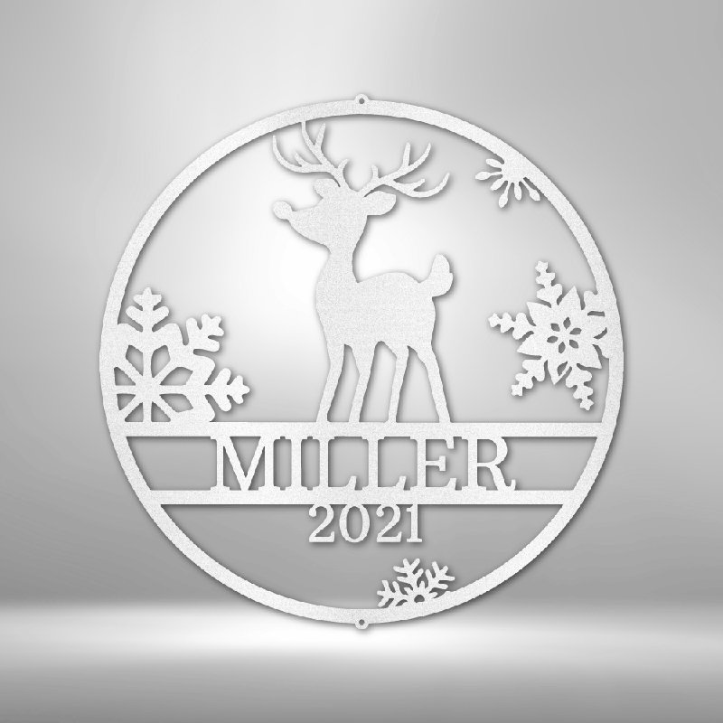 Décoration murale en acier personnalisée, monogramme de Rudolph, H 14,25 po x l 14,5 po x P 0,5 po, Blanc, Oui
