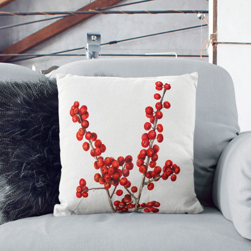 Winterberry Scatter Cushion, 55cm H x 55cm W x 20cm D, White