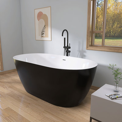 Baignoire autoportante en acrylique avec drain central 59 po x 30 po