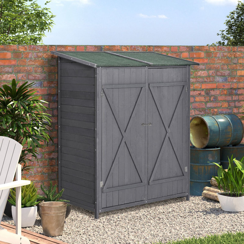 Haslet Solid Wood Garden Shed, Grey