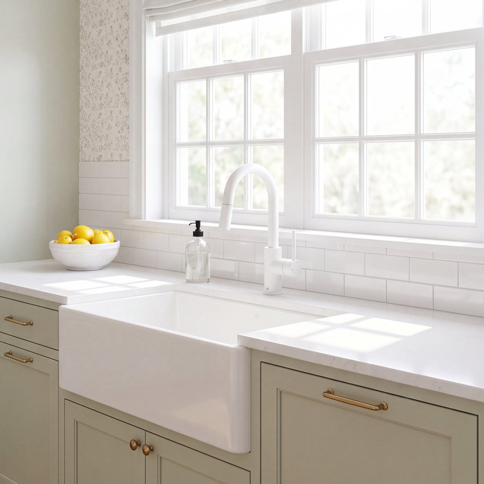 Luxe Pull-Down Kitchen Faucet with Accessories, Matte White
