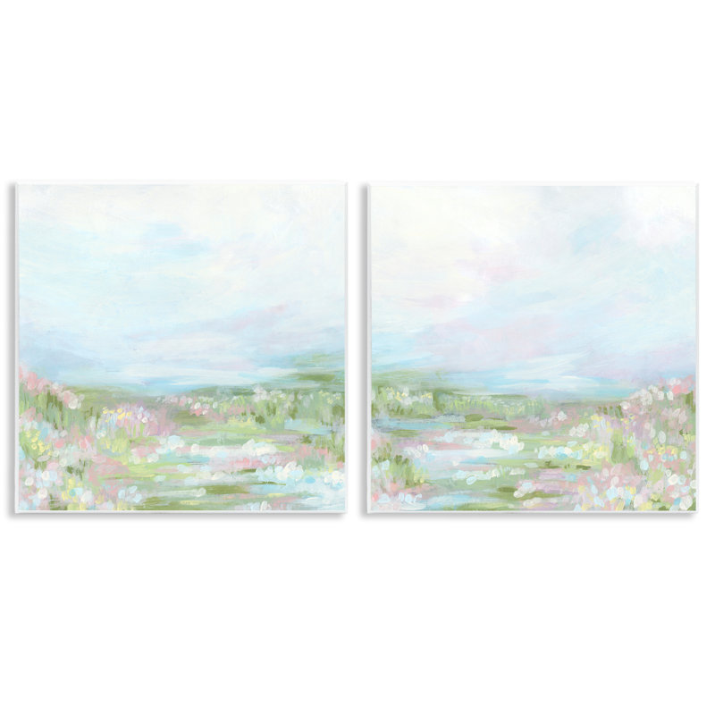 «Pastel Abstract Spring Field», ensemble de 2 plaques murales par June Erica Vess