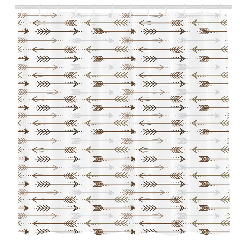 Shower Curtain with Hooks Included, 75" H x 69" W, Taupe Brown/Gray
