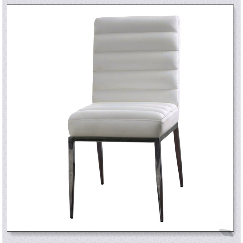 Chaises d'appoint blanches en similicuir blanc 2 pièces, coussins moelleux de style contemporain