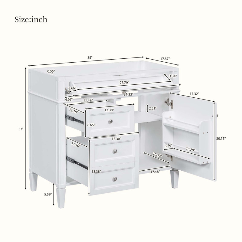 35 base de meuble-lavabo simple seulement, Blanc
