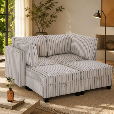 Modular Sectional Sofa, Convertible Sofa Seat With Storage, Sleeper Sectional Sofa Set, Fabric Flexible Modular Combinations for Living Room(4seats)