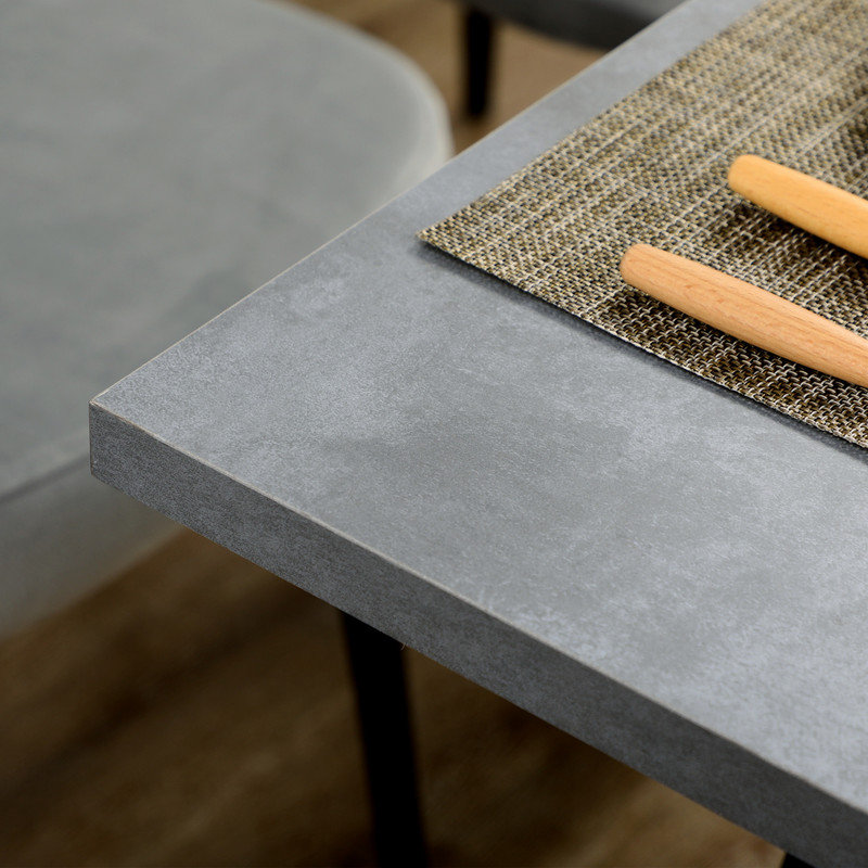 Contemporary Rectangular Dining Table, Spacious Tabletop with Metal Legs for Dining Room & Living Room, Dark Grey Finish