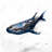 Abstract whale shark Blue Bathroom – Outdoor Throw Pillow with Insert, Weather-Resistant-120956143