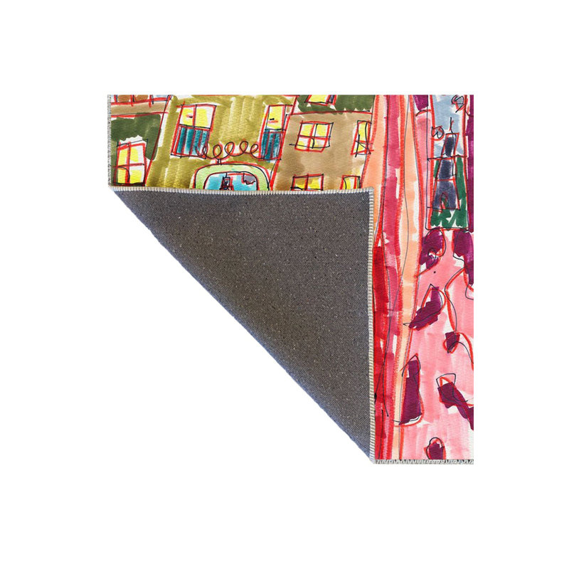 Tapis multicolore multicolore à motif tissé à motif tissé et lavable à la machine, Rectangle 3 pi 3 po x 4 pi 11 po