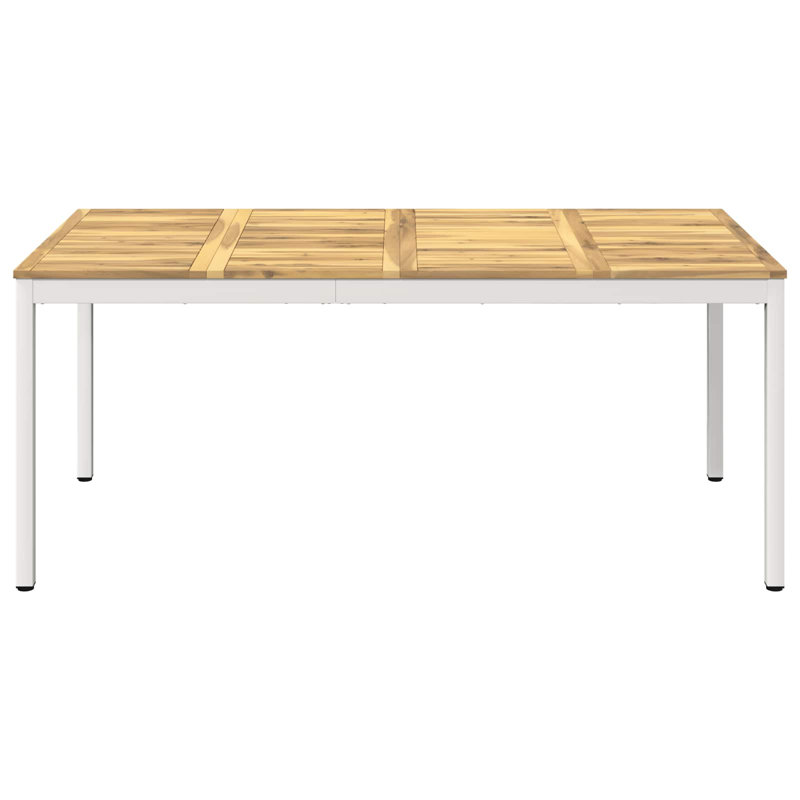 Acacia Metal Base Dining Table, Natural, 75cm H x 147cm W x 88.5cm D, White