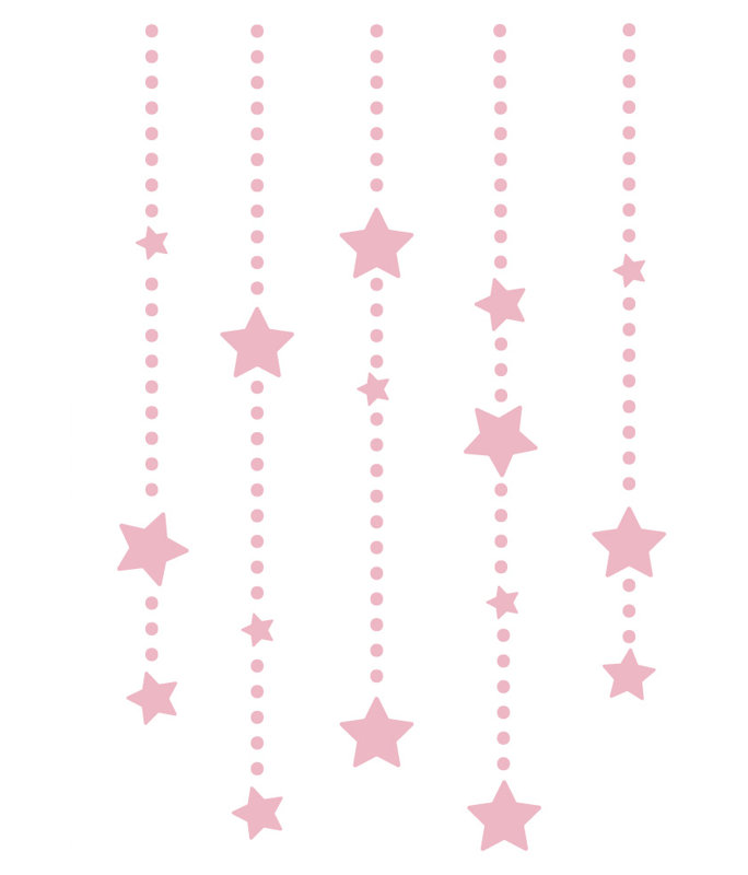 Décalcomanie murale étoile éléments suspendus, H 45 po x l 30 po x P 0,01 po, Rose œillet