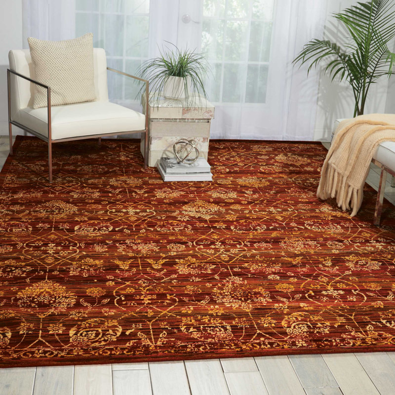 Tapis doré moderne Shenita, Rectangle 8 pi 6 po x 11 pi 6 po
